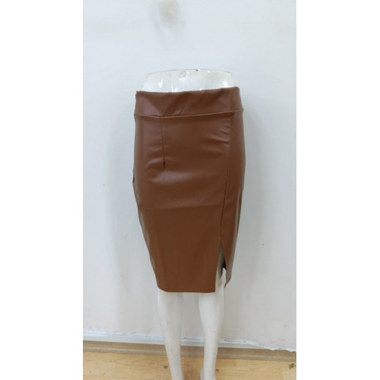 Kadın Yüksek Bel Yırtmaçlı Mini Deri Etek , 29032 Kadın Yüksek Bel Yırtmaçlı Mini Deri Etek , 29032