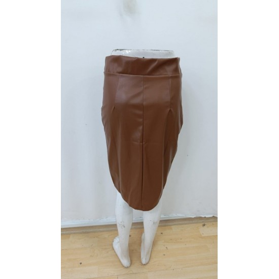 Kadın Yüksek Bel Yırtmaçlı Mini Deri Etek , 29032 Kadın Yüksek Bel Yırtmaçlı Mini Deri Etek , 29032