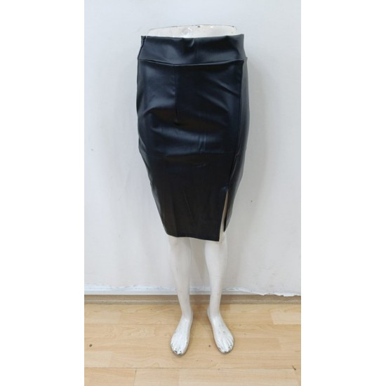 Kadın Yüksek Bel Yırtmaçlı Mini Deri Etek , 29031 Kadın Yüksek Bel Yırtmaçlı Mini Deri Etek , 29031