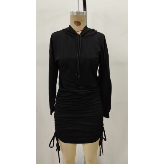 Kadın Uzun Kollu Kapşonlu Yandan Büzgülü Mini Viskon Iki Iplik Elbise , 29045 Kadın Uzun Kollu Kapşonlu Yandan Büzgülü Mini Viskon Iki Iplik Elbise , 29045