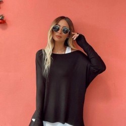 Kadın Uzun Kollu Tek Omuzdan Açık çilek Bluz Ve Viskon Atlet Ikili Takım , 29044