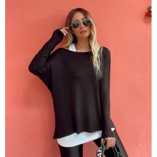 Kadın Uzun Kollu Tek Omuzdan Açık çilek Bluz Ve Viskon Atlet Ikili Takım , 29044 Kadın Uzun Kollu Tek Omuzdan Açık çilek Bluz Ve Viskon Atlet Ikili Takım , 29044