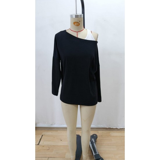 Kadın Uzun Kollu Tek Omuzdan Açık çilek Bluz Ve Viskon Atlet Ikili Takım , 29044 Kadın Uzun Kollu Tek Omuzdan Açık çilek Bluz Ve Viskon Atlet Ikili Takım , 29044