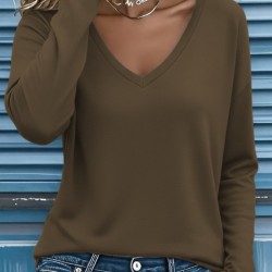 Kadın Uzun Kollu V Yakalı Viskon Iki Iplik Bluz , 29072