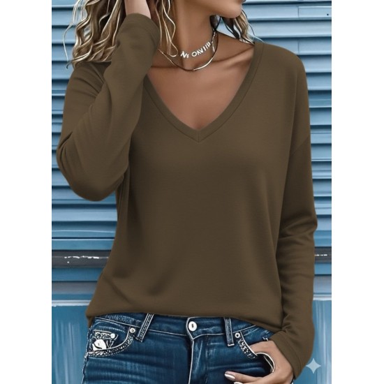 Kadın Uzun Kollu V Yakalı Viskon Iki Iplik Bluz , 29072 Kadın Uzun Kollu V Yakalı Viskon Iki Iplik Bluz , 29072