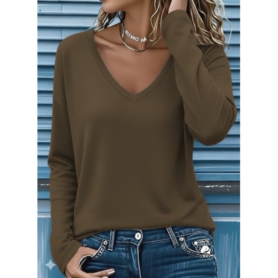 Kadın Uzun Kollu V Yakalı Viskon Iki Iplik Bluz , 29072 Kadın Uzun Kollu V Yakalı Viskon Iki Iplik Bluz , 29072