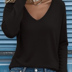 Kadın Uzun Kollu V Yakalı Viskon Iki Iplik Bluz , 29071
