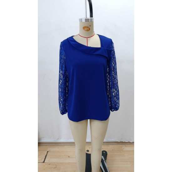 Kadın Uzun Kollu Asimetrik Yakalı Dantelli Ithal Krep Bluz , 29054 Kadın Uzun Kollu Asimetrik Yakalı Dantelli Ithal Krep Bluz , 29054