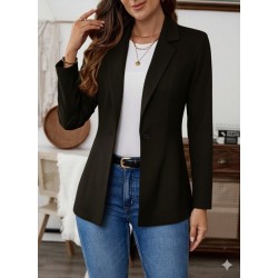 Kadın Uzun Kollu Yakalı Tek Düğmeli Süet Ceket , 29093