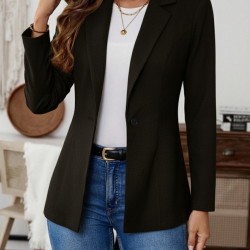 Kadın Uzun Kollu Yakalı Tek Düğmeli Süet Ceket , 29093