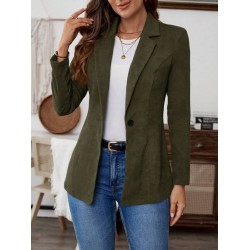 Kadın Uzun Kollu Yakalı Tek Düğmeli Süet Ceket , 29092