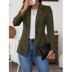 Kadın Uzun Kollu Yakalı Tek Düğmeli Süet Ceket , 29092