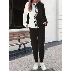 Kadın Uzun Kollu Bisiklet Yaka çift Renkli Viskon Iki Iplik Bluz Ve Pantolon Ikili Takım , 29090