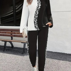 Kadın Uzun Kollu Bisiklet Yaka çift Renkli Viskon Iki Iplik Bluz Ve Pantolon Ikili Takım , 29090