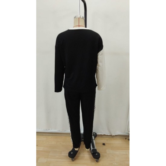 Kadın Uzun Kollu Bisiklet Yaka çift Renkli Viskon Iki Iplik Bluz Ve Pantolon Ikili Takım , 29090