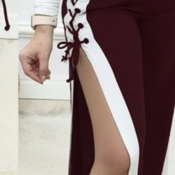 Kadın Yüksek Bel Yandan çapraz Bağcıklı Yırtmaçlı Viskon Iki Iplik Pantolon, 29083