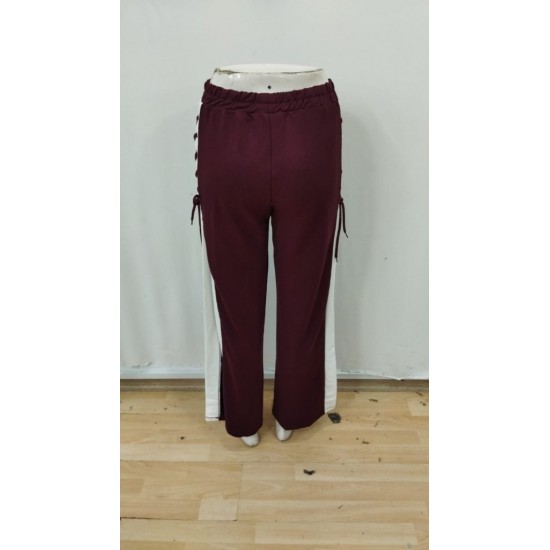 Kadın Yüksek Bel Yandan çapraz Bağcıklı Yırtmaçlı Viskon Iki Iplik Pantolon, 29083