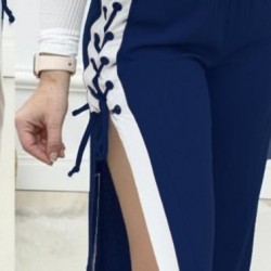 Kadın Yüksek Bel Yandan çapraz Bağcıklı Yırtmaçlı Viskon Iki Iplik Pantolon, 29082