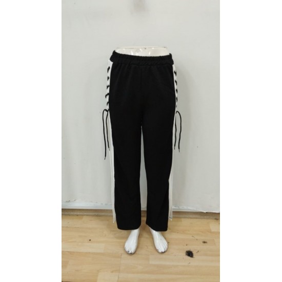 Kadın Yüksek Bel Yandan çapraz Bağcıklı Yırtmaçlı Viskon Iki Iplik Pantolon , 29081