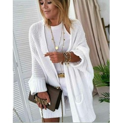 Kadın Oversize Kalıp Cep Detay Salaş Triko Hırka, 29103