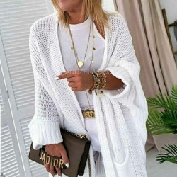 Kadın Oversize Kalıp Cep Detay Salaş Triko Hırka, 29103