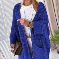 Kadın Oversize Kalıp Cep Detay Salaş Triko Hırka, 29101