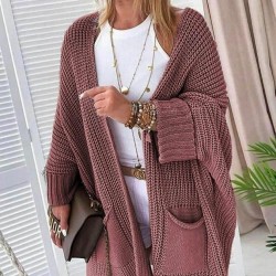 Kadın Oversize Kalıp Cep Detay Salaş Triko Hırka, 29100