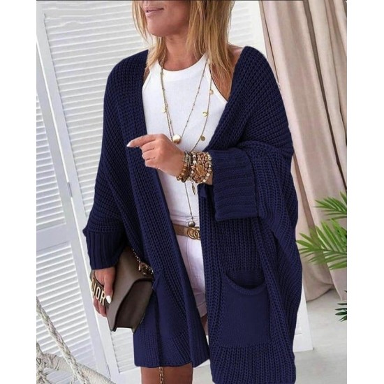 Oversize Kalıp Cepli Salaş Triko Hırka Laci, 29098