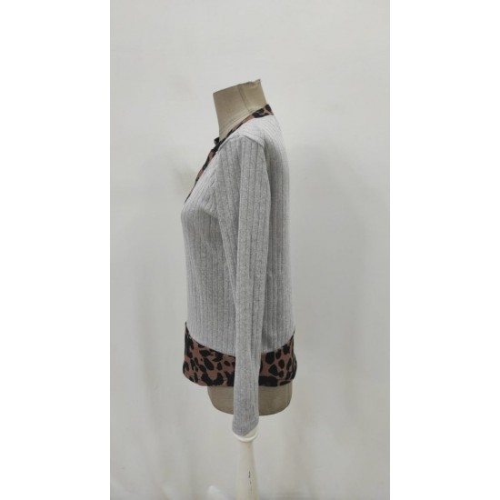 Kadın Uzun Kollu Yakadan Düğmeli Leopar Detaylı Kaşkorse Bluz , 29110 Kadın Uzun Kollu Yakadan Düğmeli Leopar Detaylı Kaşkorse Bluz , 29110