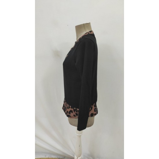 Kadın Uzun Kollu Yakadan Düğmeli Leopar Detaylı Kaşkorse Bluz , 29108 Kadın Uzun Kollu Yakadan Düğmeli Leopar Detaylı Kaşkorse Bluz , 29108