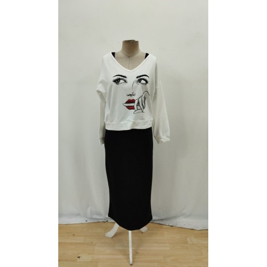 Kadın Askılı Yuvarlak Yaka Viskon Iki Iplik Elbise Ve V Yakalı Bluz Ikili Takım , 29133 Kadın Askılı Yuvarlak Yaka Viskon Iki Iplik Elbise Ve V Yakalı Bluz Ikili Takım , 29133