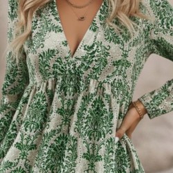 Kadın Uzun Kollu V Yakalı Fırfırlı Mini Süprem Elbise , 29130 Kadın Uzun Kollu V Yakalı Fırfırlı Mini Süprem Elbise , 29130