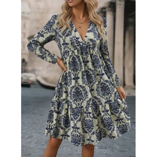 Kadın Uzun Kollu V Yakalı Fırfırlı Mini Süprem Elbise , 29128 Kadın Uzun Kollu V Yakalı Fırfırlı Mini Süprem Elbise , 29128