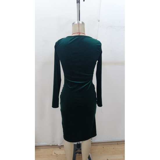 Kadın Uzun Kollu Kruvaze Yakalı Yandan Büzgülü önden çapraz Detaylı Midi Kadife Elbise , 29119 Kadın Uzun Kollu Kruvaze Yakalı Yandan Büzgülü önden çapraz Detaylı Midi Kadife Elbise , 29119