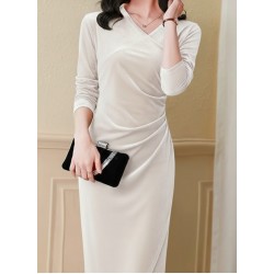 Kadın Uzun Kollu Kruvaze Yakalı Yandan Büzgülü önden çapraz Detaylı Midi Kadife Elbise , 29118 Kadın Uzun Kollu Kruvaze Yakalı Yandan Büzgülü önden çapraz Detaylı Midi Kadife Elbise , 29118