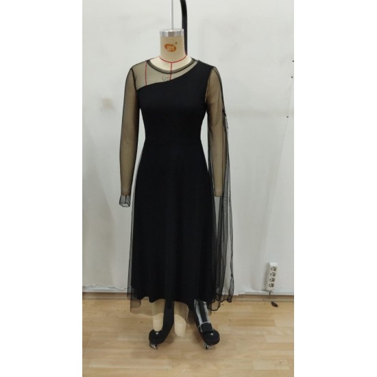 Kadın Uzun Kollu Yarı Balıkçı Yaka Tül Detaylı Uzun Sandy Elbise , 29116 Kadın Uzun Kollu Yarı Balıkçı Yaka Tül Detaylı Uzun Sandy Elbise , 29116