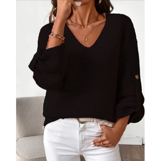 Kadın Uzun Kollu V Yakalı Düğmeli Triko Bluz , 29141 Kadın Uzun Kollu V Yakalı Düğmeli Triko Bluz , 29141