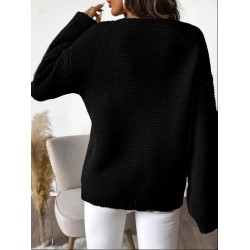 Kadın Uzun Kollu V Yakalı Düğmeli Triko Bluz , 29141