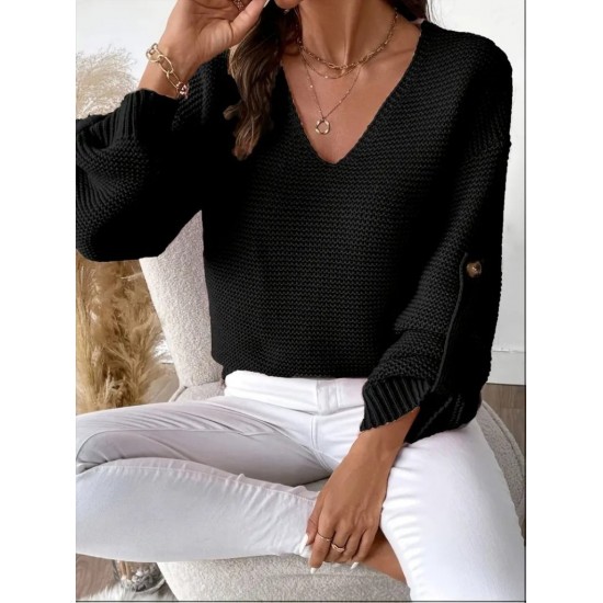 Kadın Uzun Kollu V Yakalı Düğmeli Triko Bluz , 29141 Kadın Uzun Kollu V Yakalı Düğmeli Triko Bluz , 29141