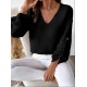 Kadın Uzun Kollu V Yakalı Düğmeli Triko Bluz , 29141 Kadın Uzun Kollu V Yakalı Düğmeli Triko Bluz , 29141