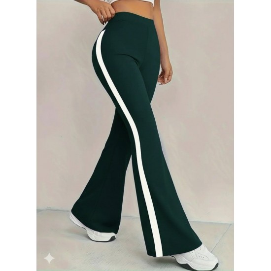 Kadın Yüksek Bel İspanyol Paçalı Yanlardan şerit Detaylı Dalgıç Tayt Pantolon, 29140