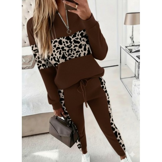 Kadın Uzun Kollu Fermuarlı Karışık Desenli Viskon Iki Iplik Bluz Ve Pantolon Ikili Takım, 29135