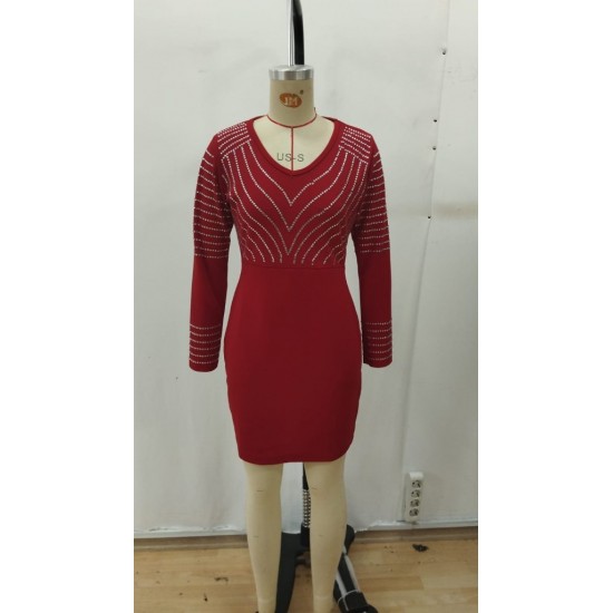 Kadın Uzun Kollu V Yakalı Taşlı Mini Ithal Krep Elbise , 29151 Kadın Uzun Kollu V Yakalı Taşlı Mini Ithal Krep Elbise , 29151