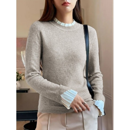 Kadın Uzun Kollu Fırfırlı Yakalı Triko Krem Bluz , 29145 Kadın Uzun Kollu Fırfırlı Yakalı Triko Krem Bluz , 29145