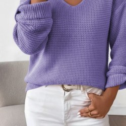 Kadın Uzun Kollu V Yakalı Düğmeli Triko Bluz , 29143