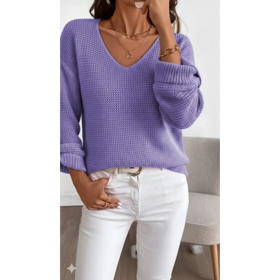 Kadın Uzun Kollu V Yakalı Düğmeli Triko Bluz , 29143