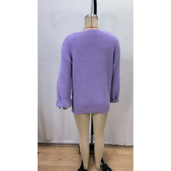 Kadın Uzun Kollu V Yakalı Düğmeli Triko Bluz , 29143