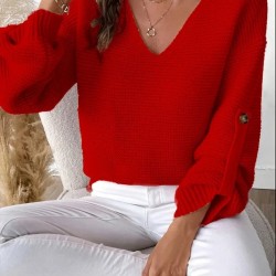 Kadın Uzun Kollu V Yakalı Düğmeli Triko Bluz , 29142 Kadın Uzun Kollu V Yakalı Düğmeli Triko Bluz , 29142