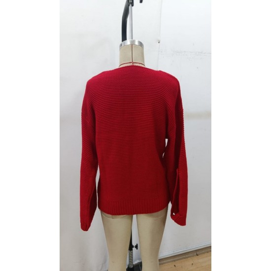 Kadın Uzun Kollu V Yakalı Düğmeli Triko Bluz , 29142