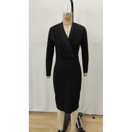 Kadın Uzun Kollu Kruvaze Yaka Janjan Krep Midi Elbise , 29154 Kadın Uzun Kollu Kruvaze Yaka Janjan Krep Midi Elbise , 29154